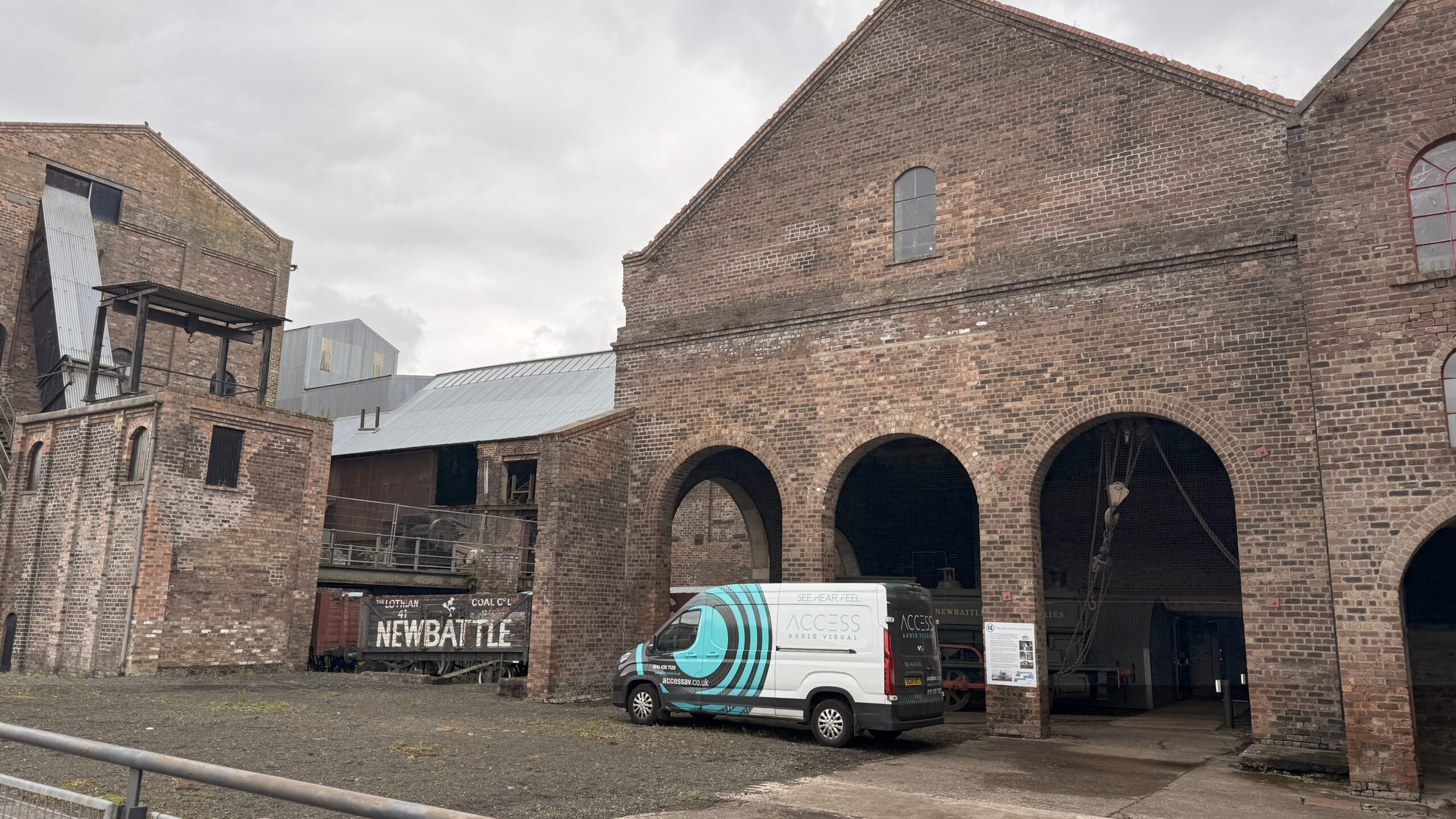 Access AV van parked at National Miners Museum Dalkeith during AV installation project